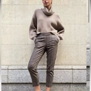 Babaton ATLEIER Conan Plaid Wool Cashmere Blend Crop Trousers